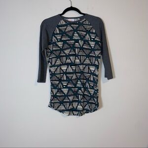 LuLaRoe Teal Green Geometric Tribal Print Randy Top